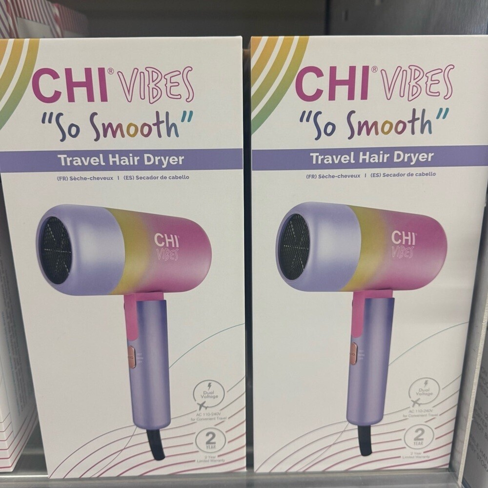 CHI Vibes 'So Smooth' Travel Hair Dryer pink purple yellow hair dryer